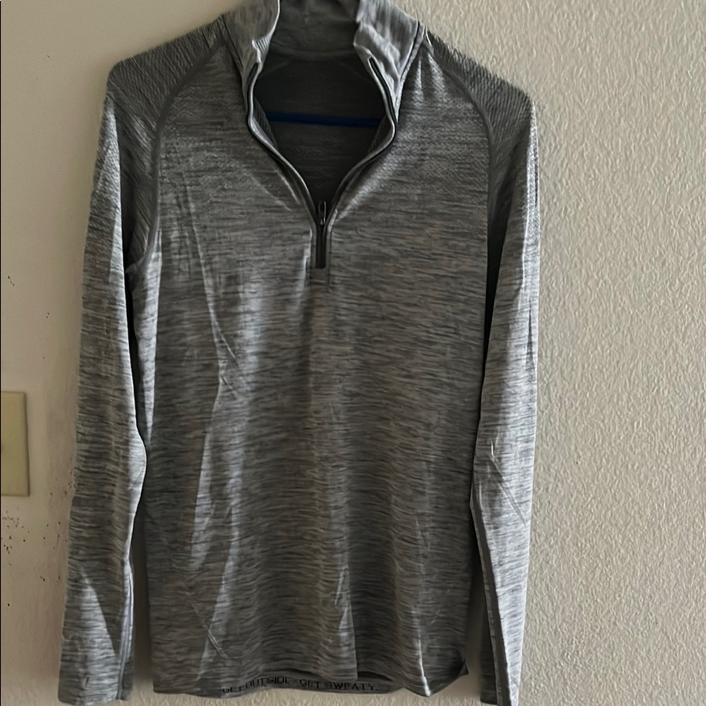 lululemon athletica Men's Heathered Gray Zip-Up Sweater